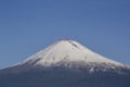 Approach to the popocatepetl volcano in the state of Puebla, Mexico, with snow and smoke coming out of the crater Royalty Free Stock Photo