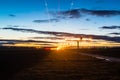 Approaching the airport at dusk Royalty Free Stock Photo