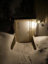 Approaching basemant house doors with full of snow - lovely appartment in Tromso Royalty Free Stock Photo