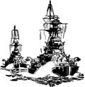 Approaching Battleships Royalty Free Stock Photo
