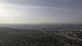 Approaching city of Ulm from north on a morning in autumn aerial time lapse