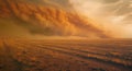 Approaching dramatic dust storm Royalty Free Stock Photo