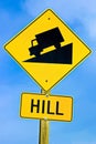 Approaching hill sign along highway Royalty Free Stock Photo