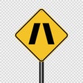 Symbol Approaching narrow bridge sign on transparent background Royalty Free Stock Photo