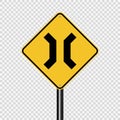 Symbol Approaching narrow bridge sign on transparent background Royalty Free Stock Photo