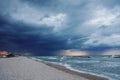 Approaching storm on the beach of Senigallia