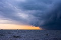 Approaching storm cloud with rain over the sea Royalty Free Stock Photo