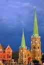 An approaching storm over a church