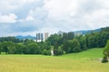 Skyscrapers of La-Chaux-de-Fonds, Switzerland, in the midst of the nature