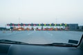 Approaching the toll booth Royalty Free Stock Photo