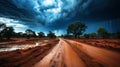 Approaching tornado. ominous sky signals impending storm with swirling clouds over serene landscape