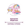 Appropriate weight gain concept icon