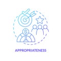 Appropriateness blue gradient concept icon