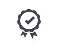 Approval check icon. Approved or Certified Medal Icon vector design and illustration.