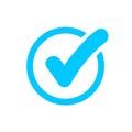 Approval check icon isolated, quality sign, blue tick Ã¢â¬â vector