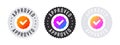 Approval check mark. Confirmation badges. Verification checkbox icons. Vector illustration