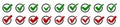 Approval check mark icons set isolated, checklist symbols collection, set quality sign, check marks tick in circle form - vector