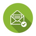 Approval letter. Envelope icon with check sign. Envelope icon and approved, confirm, done, tick, completed symbol. Vector icon Royalty Free Stock Photo
