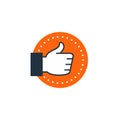 Approval sign, customer service experience, like hand thumb up icon