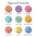 Approval and Signature Icon Set with Stamp & version icons