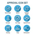 Approval and Signature Icon Set - Stamp and version icons Royalty Free Stock Photo