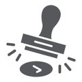 Approval stamp glyph icon, allow and stamper, rubber stamp sign, vector graphics, a solid pattern on a white background. Royalty Free Stock Photo