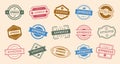 Approve badges. Stamp templates with grunge texture vector verification badges collection set recent vector badges set Royalty Free Stock Photo