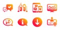 Approve, Chemistry beaker and Social media icons set. Sleep, Statistics and Information signs. Vector