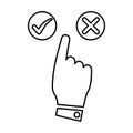 Approve, delete, right, click outline icon. Line art sketch