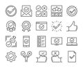 Approve icon. Approved and Check mark line icons set. Editable stroke. Pixel Perfect.
