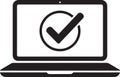 Approve Icon on Laptop Interface: Vector Check Mark Success Notification Isolated Royalty Free Stock Photo