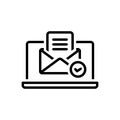 Black line icon for Approve, message and document Royalty Free Stock Photo