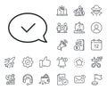 Approve line icon. Accepted or confirmed sign. Salaryman, gender equality and alert bell. Vector