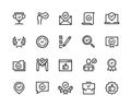 Approve line icons. Quality guaranteed payment approval and verification certificate outline symbols. Vector check mark