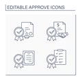 Approve line icons set