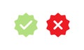 Approve and Reject Icon Vector in Flat Style. Correct and Wrong Labels Illustration