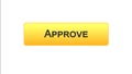 Approve web interface button orange color, accepted application, guarantee