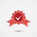 Approved accept certified icon. guarantee icon, quality product symbol, medal with ribbon and check mark sign and symbol