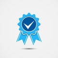 Approved accept certified icon. guarantee icon, quality product symbol, medal with ribbon and check mark sign and symbol Royalty Free Stock Photo