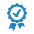 Approved, accept or certified icon medal with ribbons and check mark Royalty Free Stock Photo