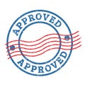 APPROVED blue red round stamp