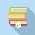 Approved book stack icon flat vector. Online magazine Royalty Free Stock Photo