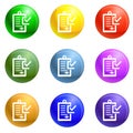 Approved bribery paper icons set vector
