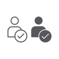 Approved candidate line and glyph icon, recruitment and job, employee checked sign, vector graphics, a linear pattern on