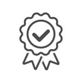 Approved or certified badge correct mark icon line vector