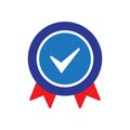 Approved certified icon. Certified seal icon. Accepted accreditation symbol with checkmark.