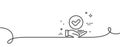 Approved checkbox line icon. Accepted sign. Continuous line with curl. Vector