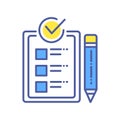 Approved checklist color line icon. Check mark list, office organization briefings or questionnaire checkbox concept