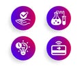 Approved, Chemistry lab and Time management icons set. Contactless payment sign. Vector