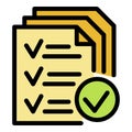 Approved company papers icon color outline vector